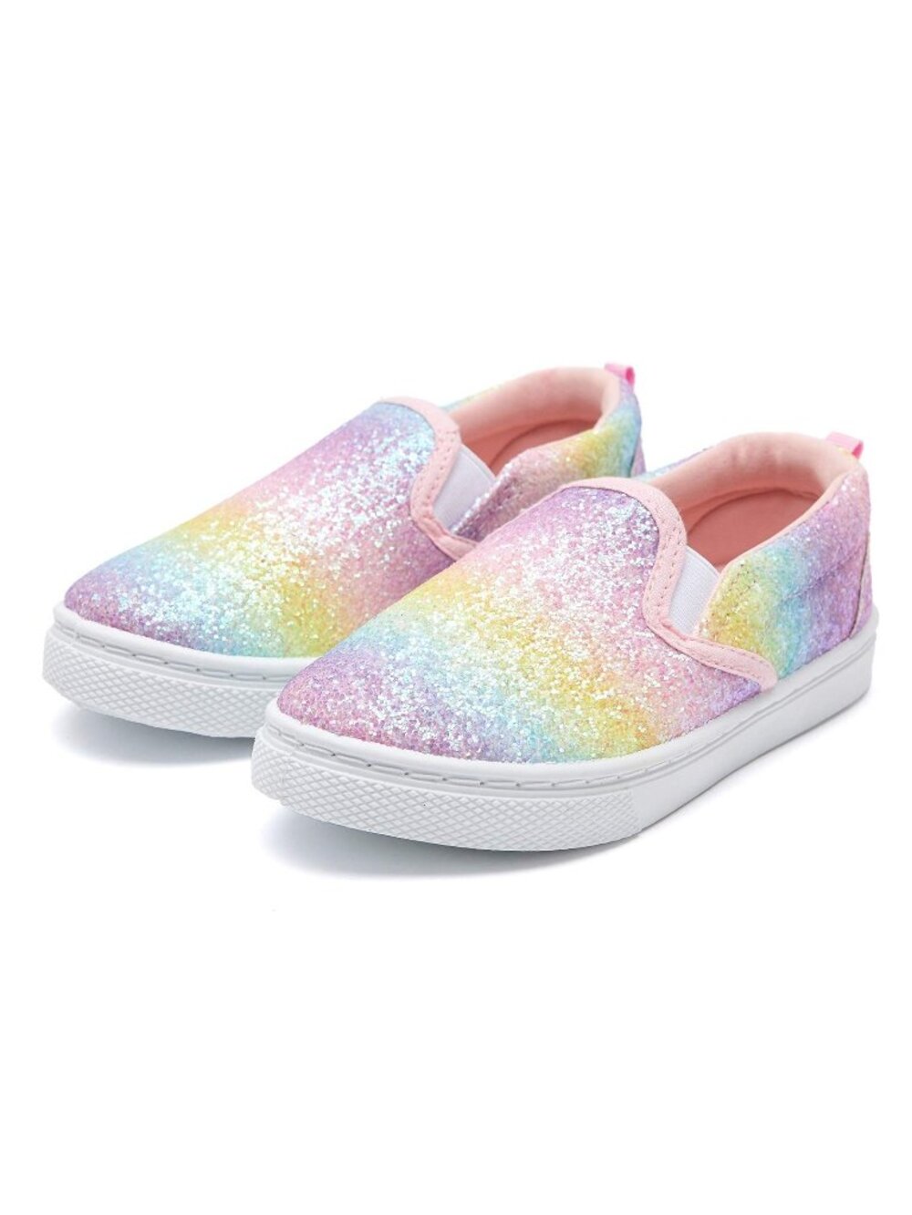 K KomForme Toddler Size 11 Shoes Glitter Rainbow Canvas Slip-On Durable Sole